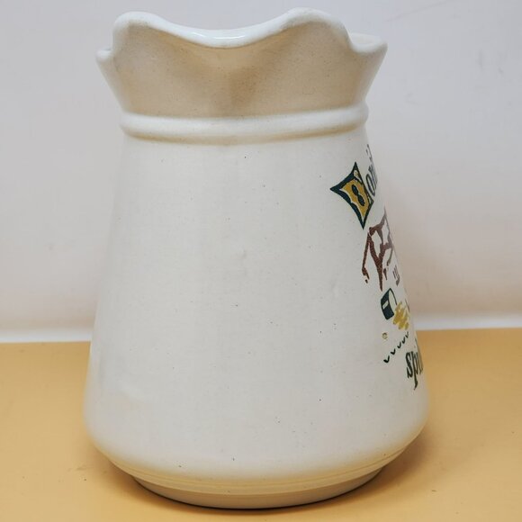 Vintage USA Ceramic Pitcher "Dont Cry Over Spilled Milk" Farmhouse Style White - Picture 2 of 15